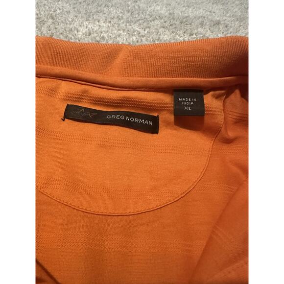 Greg Norman Men’s XL Orange Performance Polo Shirt Golf Shark Logo Textured - Picture 2 of 7